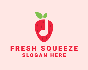 Strawberry Music Note logo design