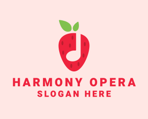 Strawberry Music Note logo design