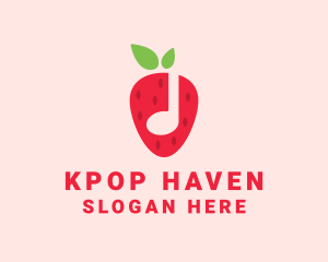 Strawberry Music Note logo design