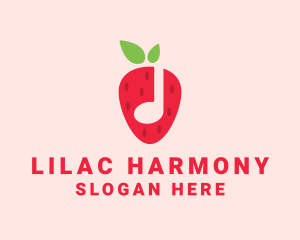 Strawberry Music Note logo design