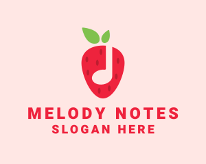 Strawberry Music Note logo design