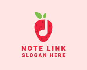 Strawberry Music Note logo design