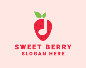 Strawberry Music Note logo design