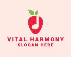 Strawberry Music Note logo design