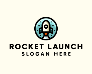 Space Rocket Cartoon logo design