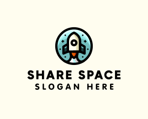 Space Rocket Cartoon logo design