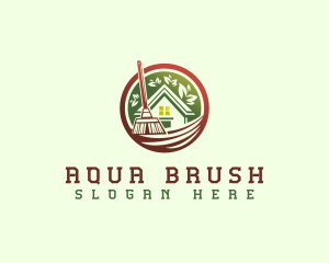 Sweep Cleaning Broom logo design