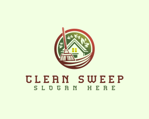 Sweep Cleaning Broom logo design