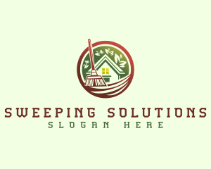 Sweep Cleaning Broom logo design