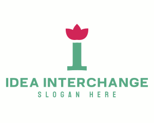 Green & Pink Floral I logo design