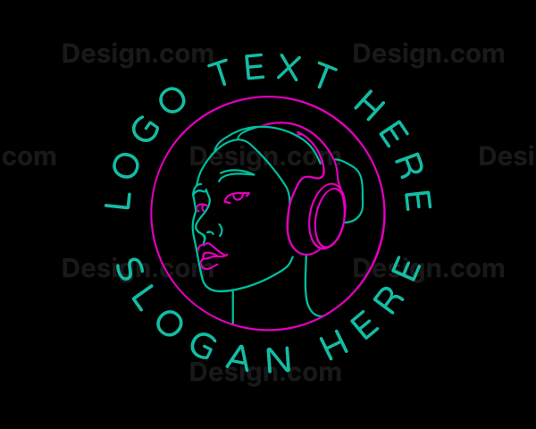 Neon Girl DJ Logo