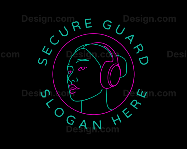 Neon Girl DJ Logo