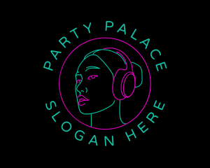 Neon Girl Disc Jockey logo design