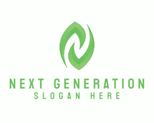 Green Leaf Letter N logo design