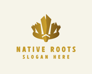 Gold Tribal Crown Headdress logo design