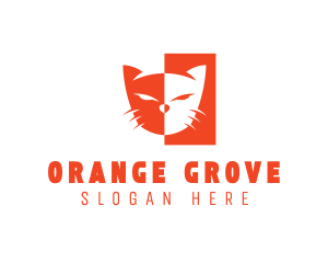 Orange Cat Head logo design