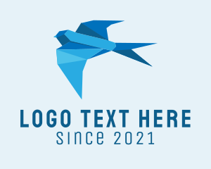 Sparrow - Blue Sparrow Origami logo design