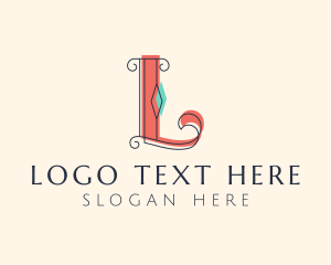 Typography - Retro Diamond Jeweler Letter L logo design