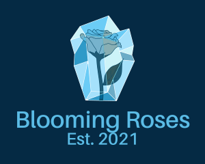 Frozen Rose Flower logo design