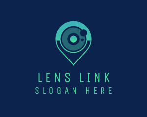 Camera Lens Location Pin logo design