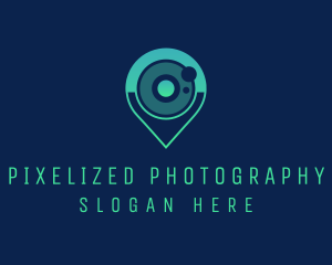 Camera Lens Location Pin logo design