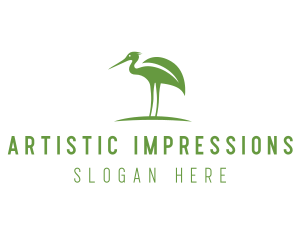 Green Eco Stork logo design