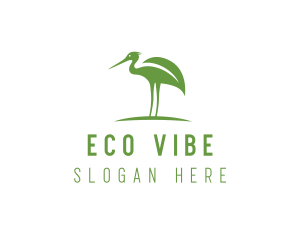 Green Eco Stork logo design