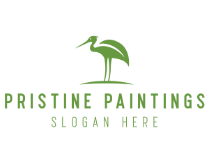 Green Eco Stork logo design