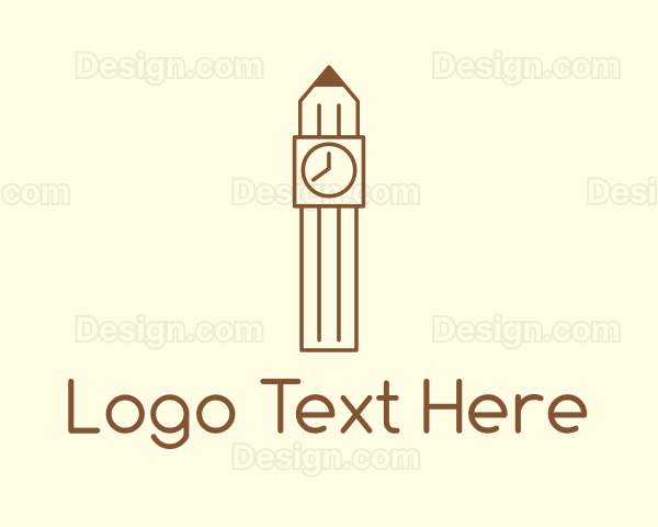 Pencil Clock Tower Logo