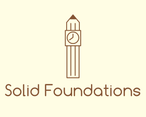 Pencil Clock Tower Logo