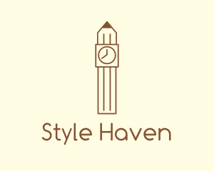 Pencil Clock Tower Logo