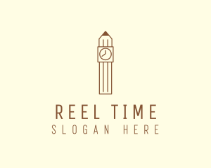 Pencil Clock Tower logo design