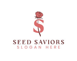 Floral Rose Letter S logo design