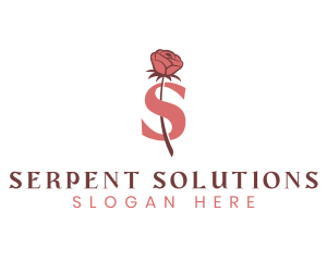 Floral Rose Letter S logo design