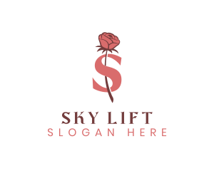 Floral Rose Letter S logo design