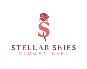 Floral Rose Letter S logo design