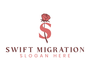 Floral Rose Letter S logo design