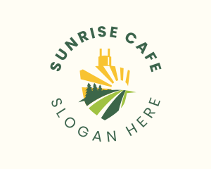 Sunrise Field Landscape logo design