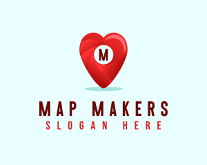 Heart Location Pin logo design