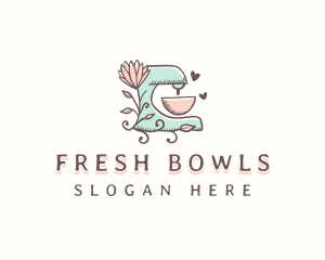 Floral Baking Mixer logo design