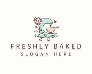 Floral Baking Mixer logo design