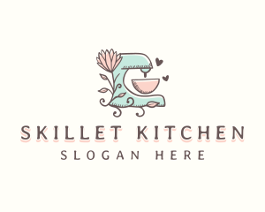 Floral Baking Mixer logo design