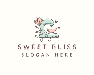 Floral Baking Mixer logo design