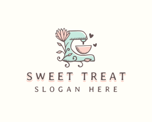 Floral Baking Mixer logo design