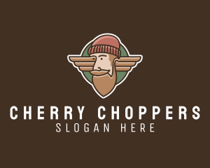 Hipster Lumberjack Wings logo design