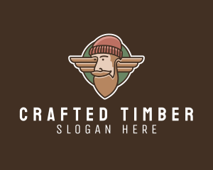 Hipster Lumberjack Wings logo design