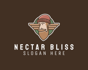 Hipster Lumberjack Wings logo design