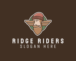 Hipster Lumberjack Wings logo design