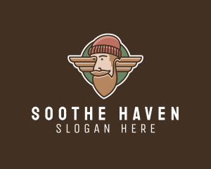 Hipster Lumberjack Wings logo design