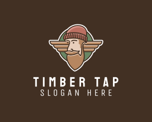 Hipster Lumberjack Wings logo design